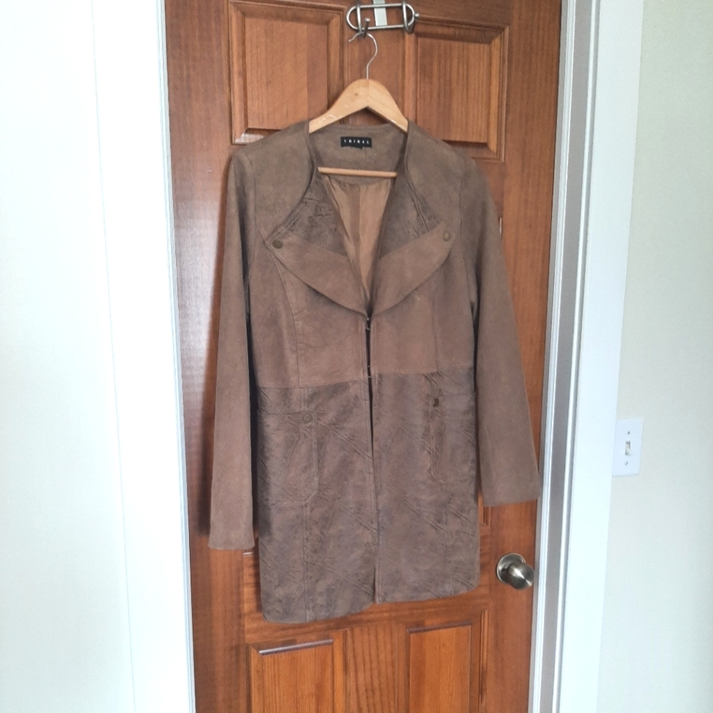 TRIBAL Vintage Tan Faux Suede Jacket